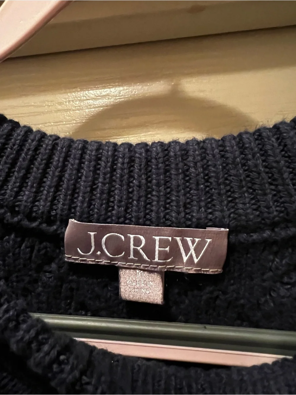 J Crew 100% CottonClassic Cable Knit Sweater - Navy Medium